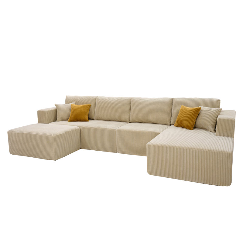 Boneless Flintwood Sectional, Beige Corduroy