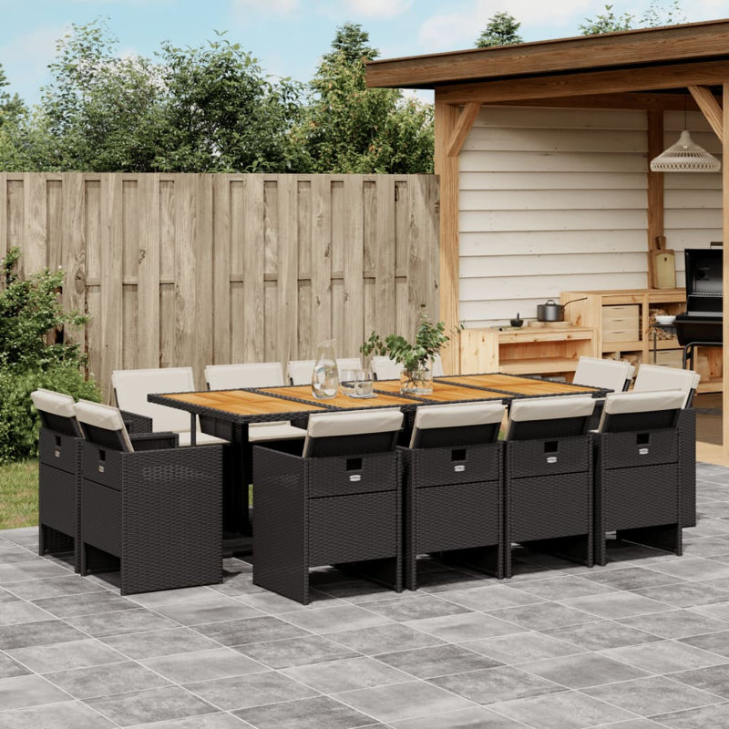  Patio Dining Set Set Of 12 Black And Brown, Cream White, Black