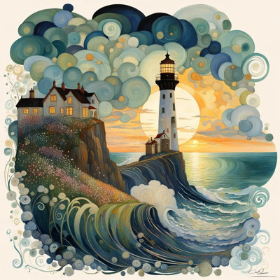 Art mural fantastique sur toile, "Phare fantastique"