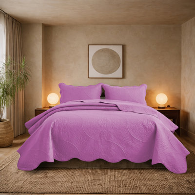 Floral Embossed Microfiber Quilted Bedspread Set
