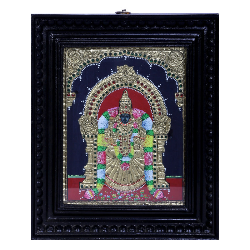 Déesse Padmavati Tanjore, peinture | Couleurs traditionnelles avec or 24 carats | Structure en bois de teck | Fait à la main