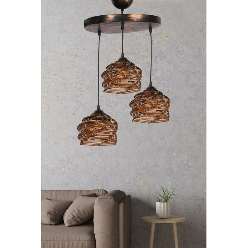 Lustre bohémien élégant, finition antique, 13,8 po de diamètre x 33,5 po de hauteur | Structure en métal robuste avec capuchon en bois | Douille E27 (40 W maximum) | Parfait pour les décors rustiques, scandinaves et champêtres