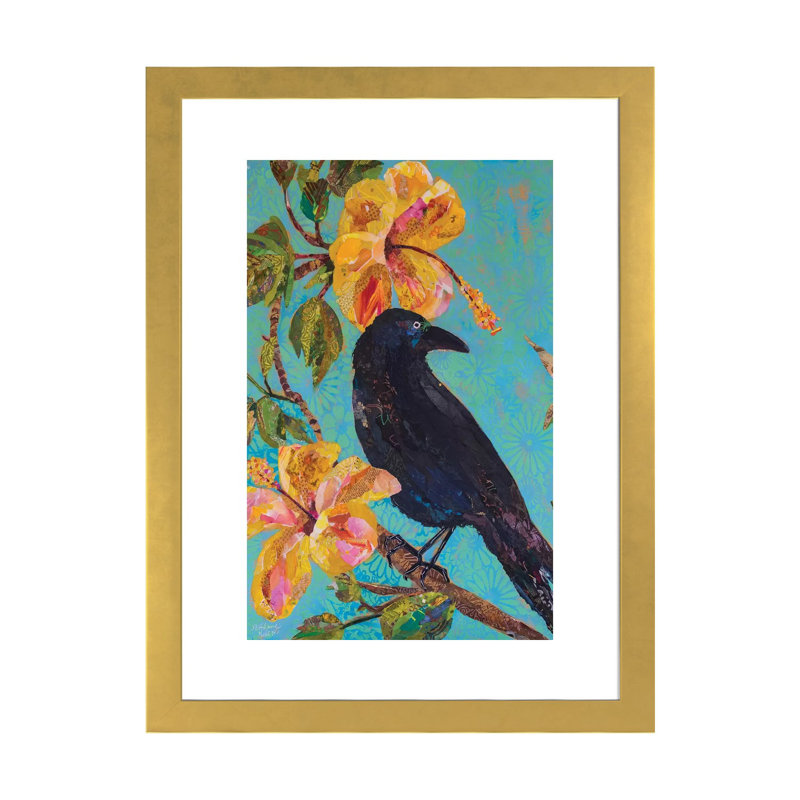 «Hawaiian Bird I» par Elizabeth St. Hilaire - reproduction d'art, H 24 po x l 16 po x P 1 po, Papier encadré doré, Blanc