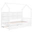 Lit simple en blanc avec lit gigogne et tablette en pin-111480809