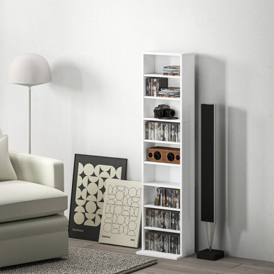 Armoire de rangement multimédia, tablette DVD à 9 niveaux avec 6 tablettes réglables