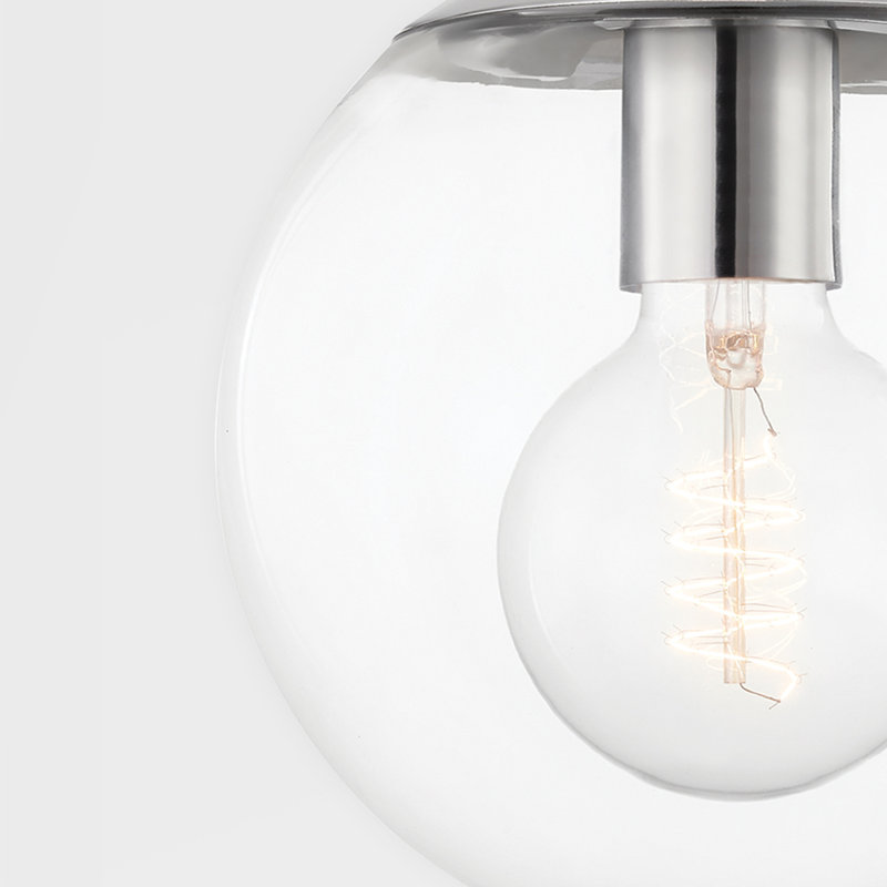 Transitional Polished Nickel Globe Pendant Light with Clear Glass Shade