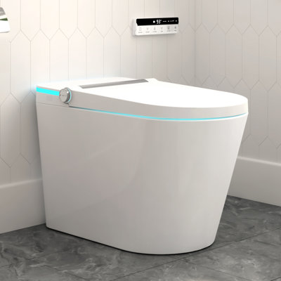 Premium Smart Toilet with Bidet, ADA Chair Height, Auto Open Lid, UV Sterilizer, Deodorizer, Elongated Heated Seat, 1.0/1.28GPF Smart Dual Flush, Warm Wash/Dryer, Foot Sensor, Remote Control