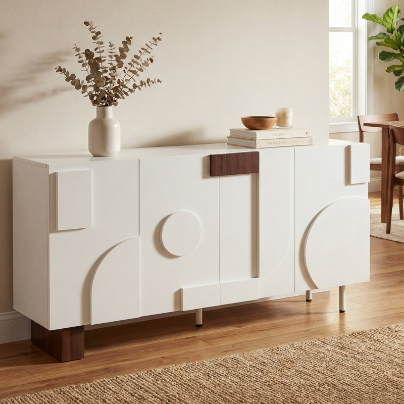 62.9" MDF Sideboard White (4-Door)