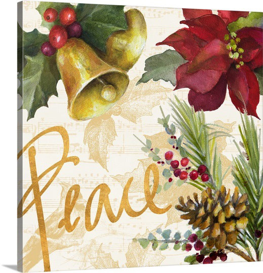 «Christmas Poinsettia II», reproduction d'art sur toile tendue, H 24 po x l 24 po x P 1,25 po