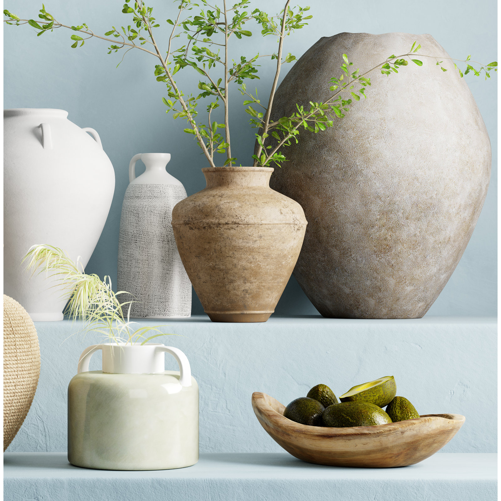 Aisling Ceramic Floor Vase, 27.6" H x 23.4" W x 23.4" D, Tan