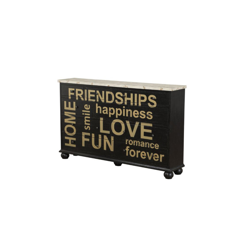 Commode décorative 11 tiroirs Arwin, Noir