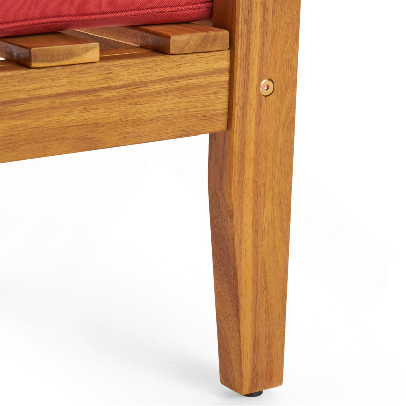 SIEGE D'AMOUR + TABLE BASSE, Coussin rouge / structure en teck