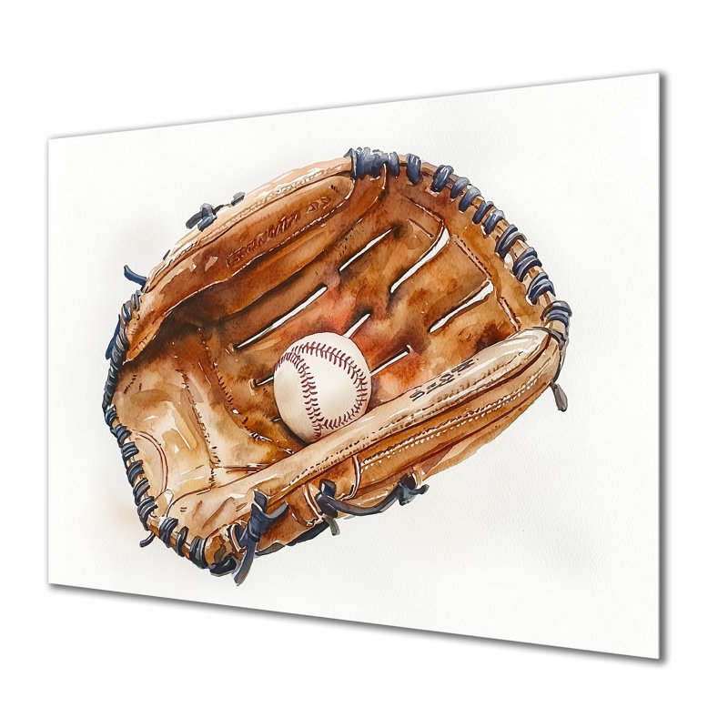 Baseball Glove Close I - Sports Wall Decor, impression de baseball en métal, H 30 po x l 40 po