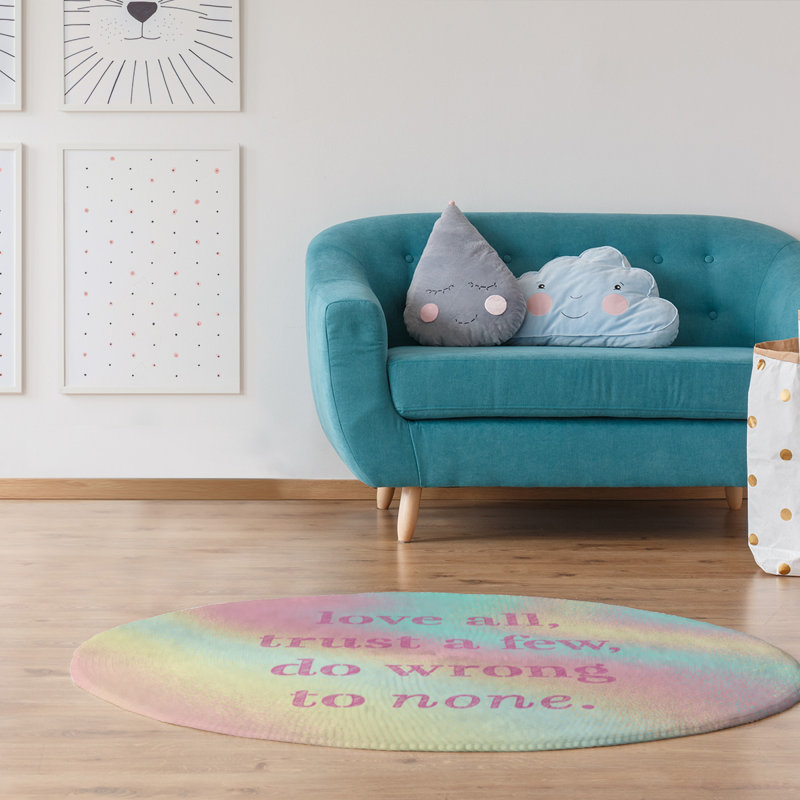 Quotes Chenille Indoor Rug, Round 5'