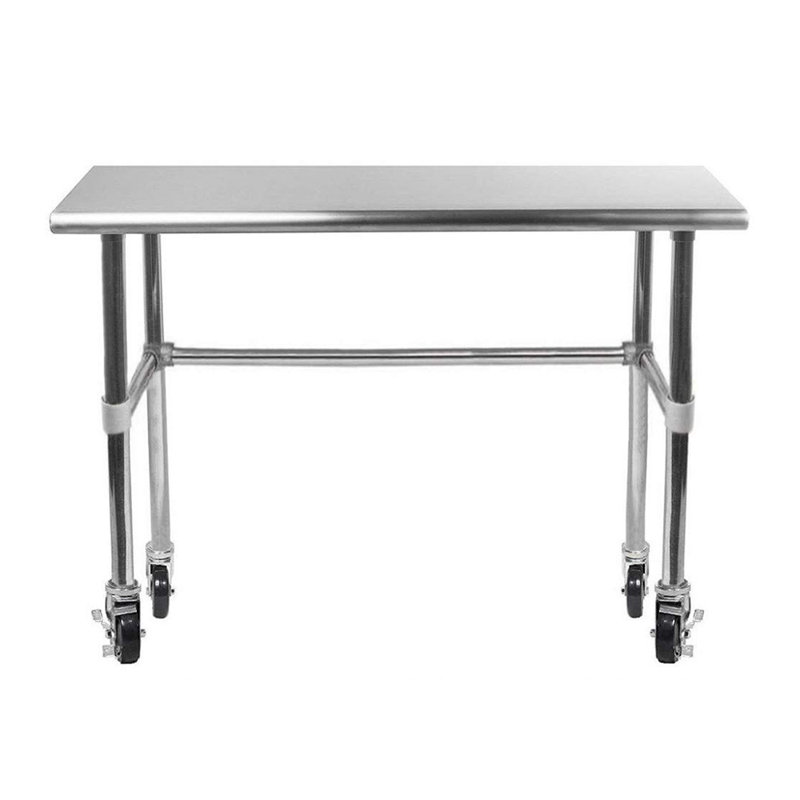 Stainless Steel Open Base Work Table with Wheels, 38" H x 48" L x 18" W