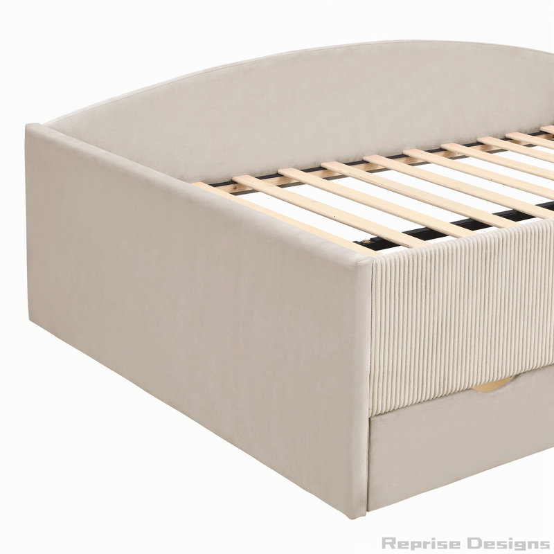 Upholstered Bed, Full / Double, Beige