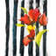 Fleurs sur rayures noires et blanches | Décoration tendance sur toile verte