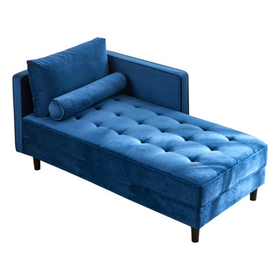 64" Velvet Chaise,Mid-Century Modern Chaise Furniture,Sleeper for Living Room,Apartment,Tool-Free Assembly