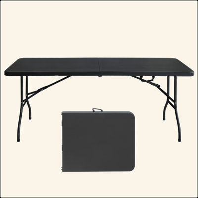 6Ft Folding Table, Portable Plastic Table For Camping, Picnics, Parties, High Load Bearing Foldable Table