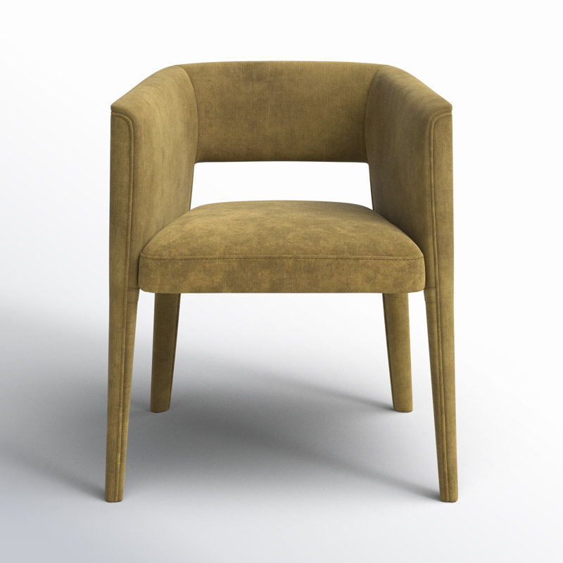 Darrin 19" H Wooden Frame Upholstered Armchair with Foam and Fiber Low Back Contemporary Dining Room Chairs, Velvet Green
