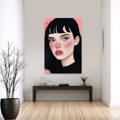 Dreamy Girl Portrait Abstract Contemporary Wall Art Print 1 Piece Wrapped Canvas Wall Art