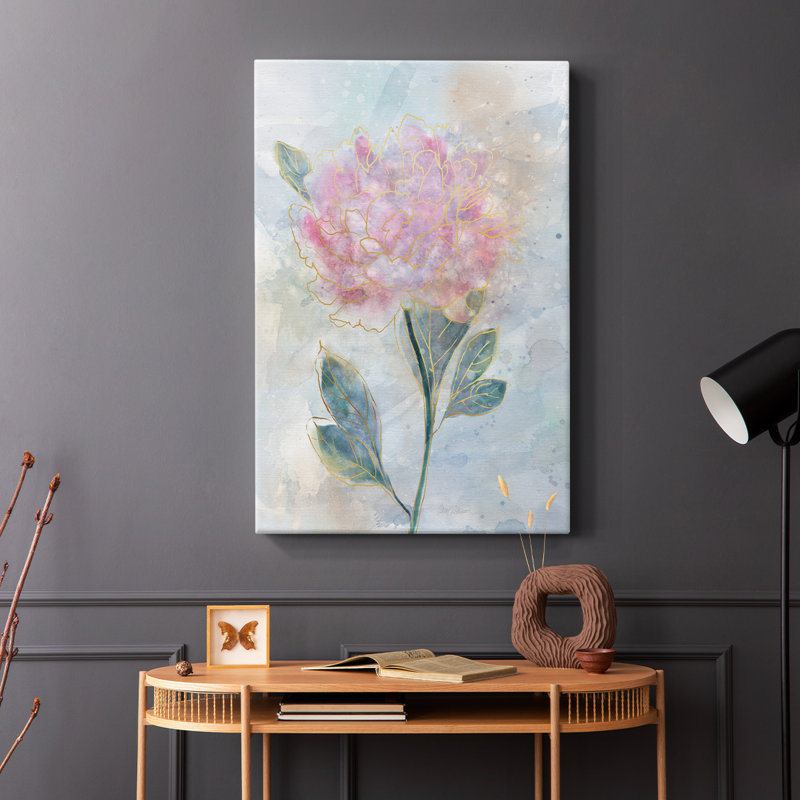 Pivoine vitrail - Cavas enveloppés de galerie, H 60 po x l 40 po