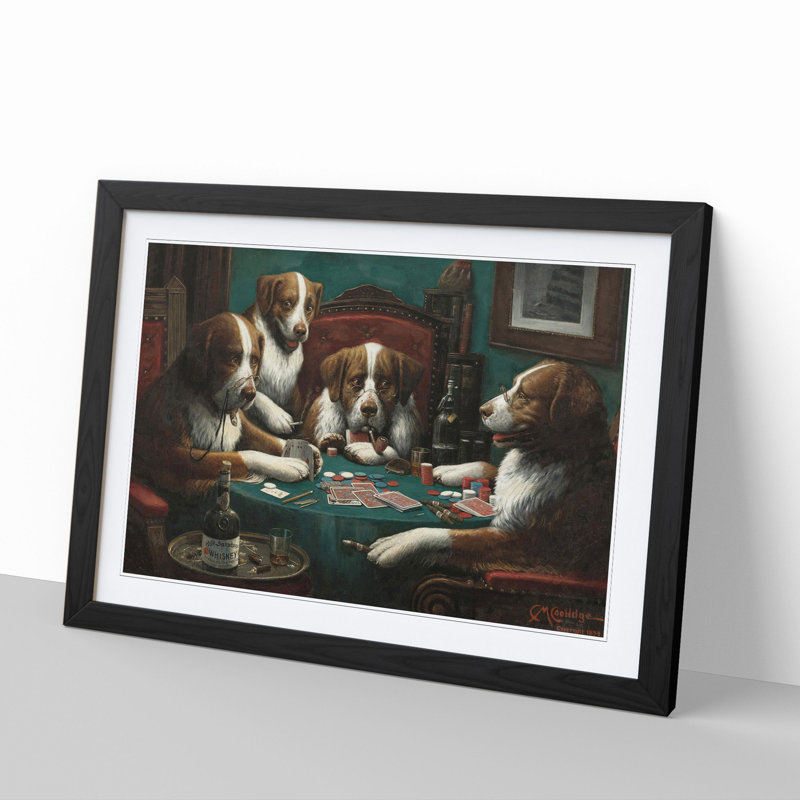 Dogs Playing Poker by Cassius Marcellus Coolidge - Framed Print, 48cm H x 65cm W x 2cm D, Black Framed