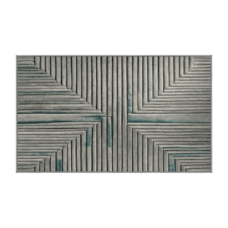 Tapis gris soyeux et moelleux, Rectangulaire 3 pi x 5 pi