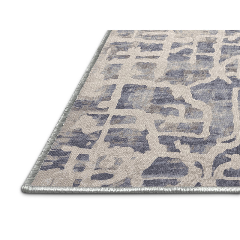 Machine Washable Beige Area Rug, Rectangle 7' x 9'