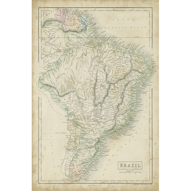 Map Of Brazil - Wrapped Canvas Print, 46cm H x 30cm W x 3.8cm D
