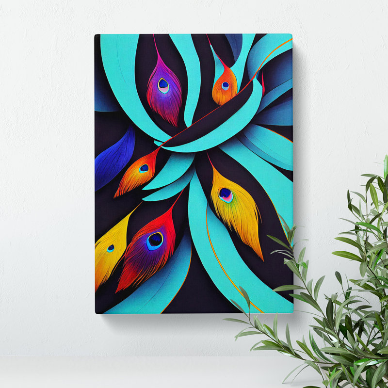 Peacock Feathers No.1 Abstract - Wrapped Canvas, 76cm H x 50cm W x 3cm D