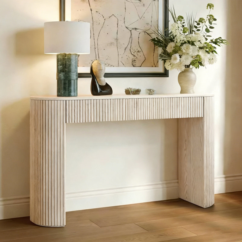Console rétro avec tiroirs Retro, Beige, H 29,92 po x l 55,12 po x P 11,81 po