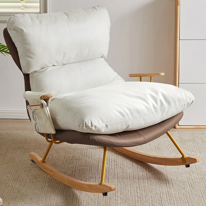 Chaise berçante réglable avec coussin amovible, Beige / café clair