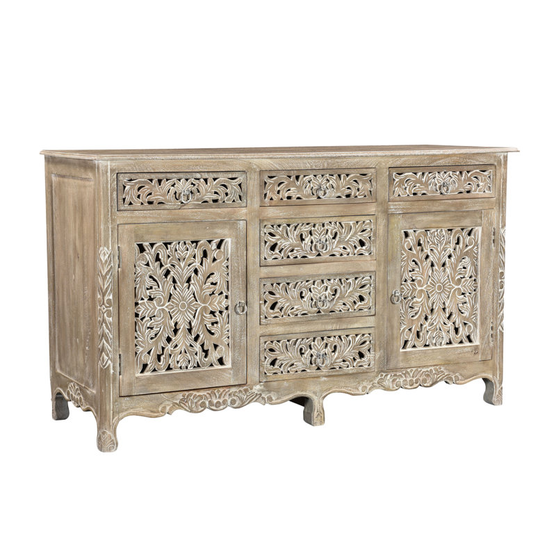 Harleen 66'' Solid Wood Sideboard, Limestone Beige