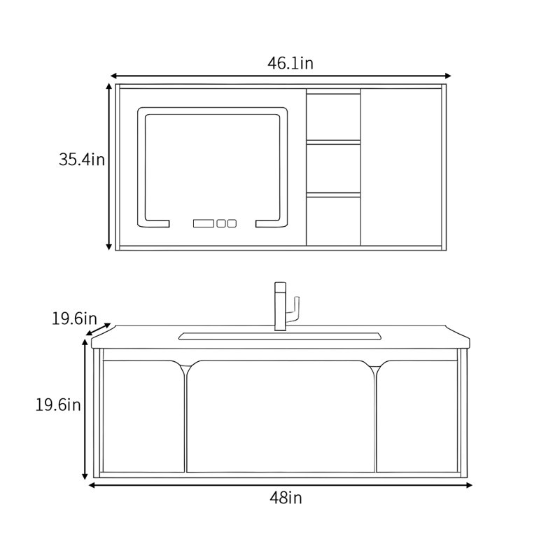 Armoire de salle de bain simple de style français crème