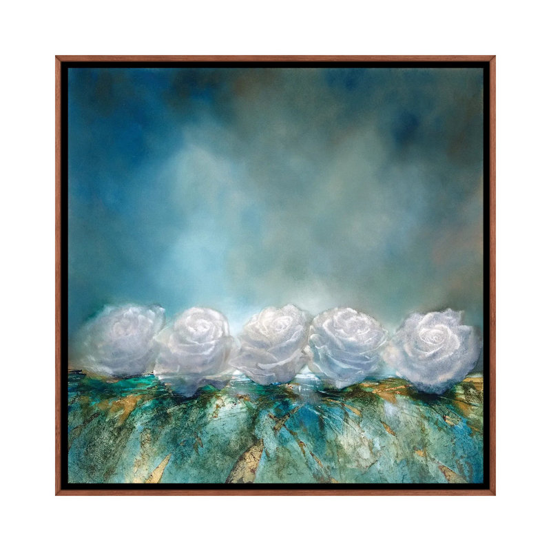 Snow Roses by Annette Schmucker - Floater Frame Painting on Canvas