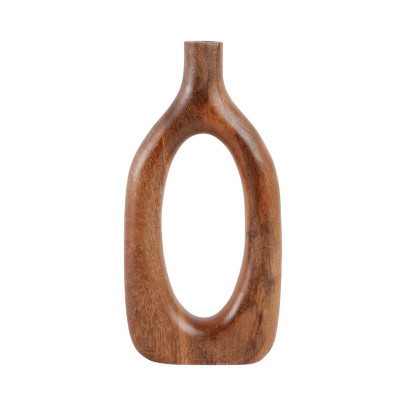 Modern Sculptural Mango Wood Vase - Decorative Handcrafted Accent With Eye-Catching Organic Form For Stylish And Versatile Shelf Or Tabletop Display