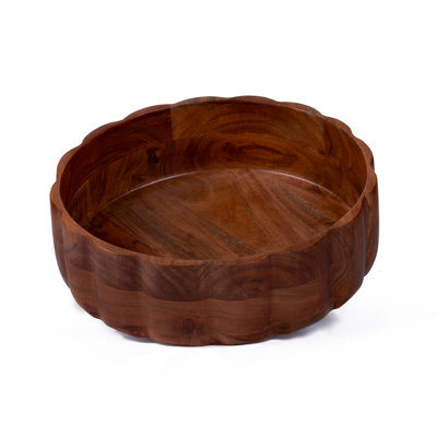 Grand bol en bois sculpté festonné