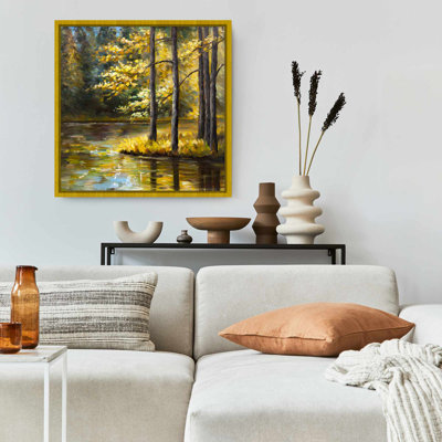 Toile bleue pour chambre à coucher | Paysage d'automne au bord de l'eau
