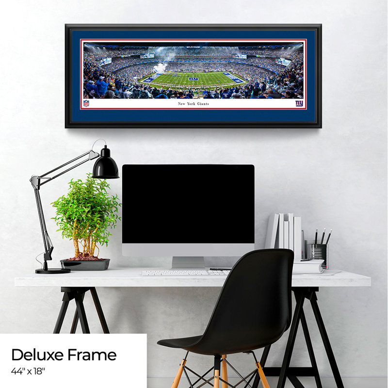 Giants de New York, H 18 po x l 44 po x P 0,88 po, Cadre de luxe avec passe-partout double, Bleu