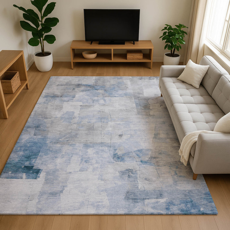 Tapis abstrait Premium Garett AMF1673 lavable à la machine, Rectangle 10 pi x 14 pi