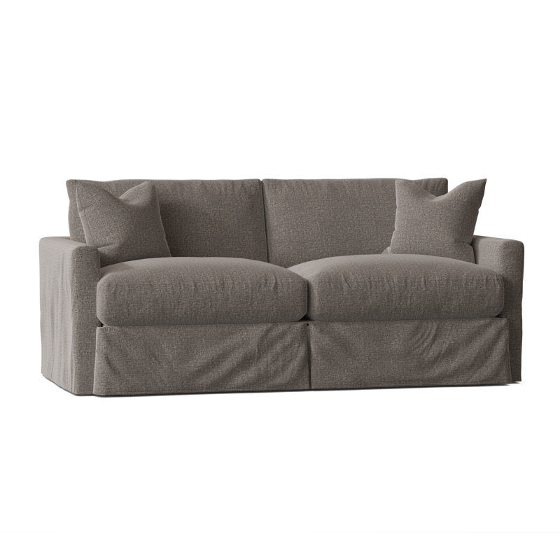 Hartig 84'' Slipcovered Sofa, Drusky Charcoal Sustain® Basketweave