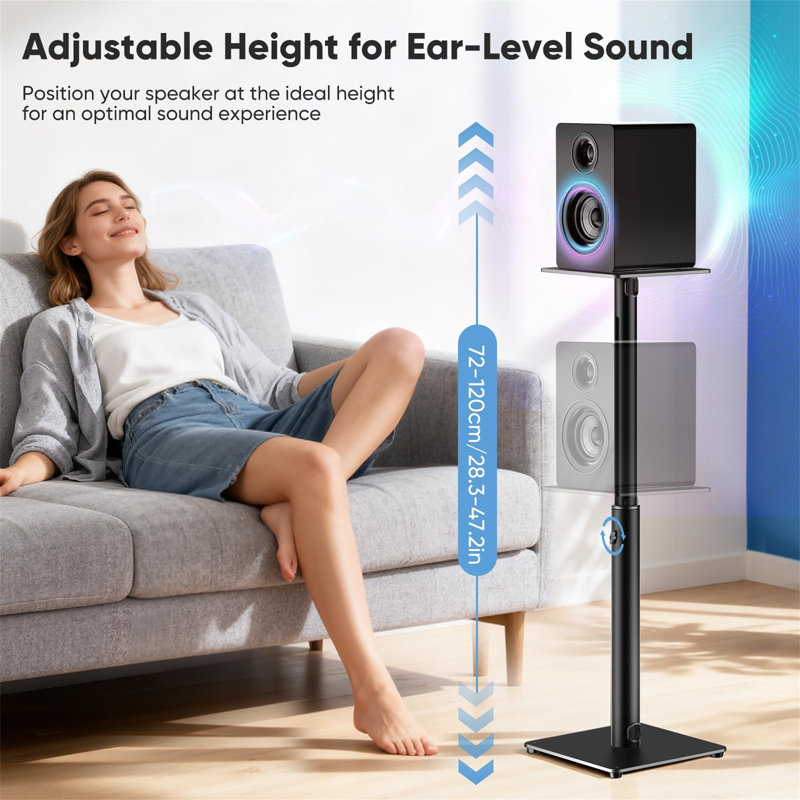 Speaker Stands, Height Adjustable Set Of 2