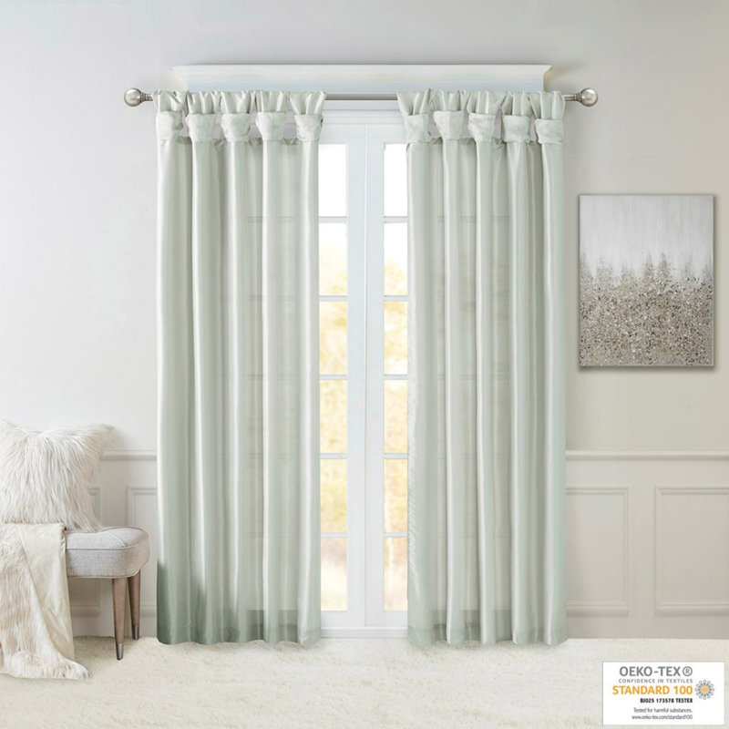 Twisted tape lined curtain panel, Dusty Aqua, 50" W x 108" L
