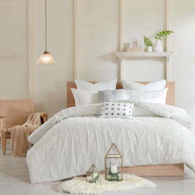 Brooklyn Cotton Jacquard Comforter Set with Euro Shams and Throw Pillows
