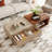 Expandable Wooden Coffee Table With Dual Storage Drawers, Featuring Dual-Tone Centerpiece & Sliding Tabletop, Versatile Hidden Compartment Rectangle Cocktail Table Ideal For Living Spaces