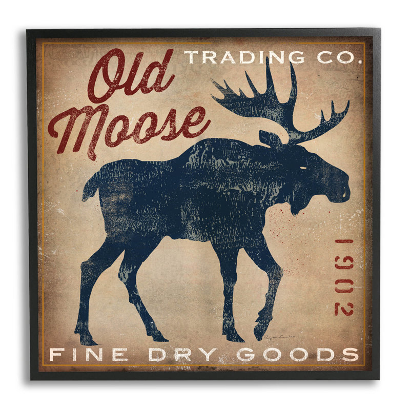 «Old Moose Trading Co.», estampe numérique texturée par Ryan Fowler, Giclée encadrée noir minuit