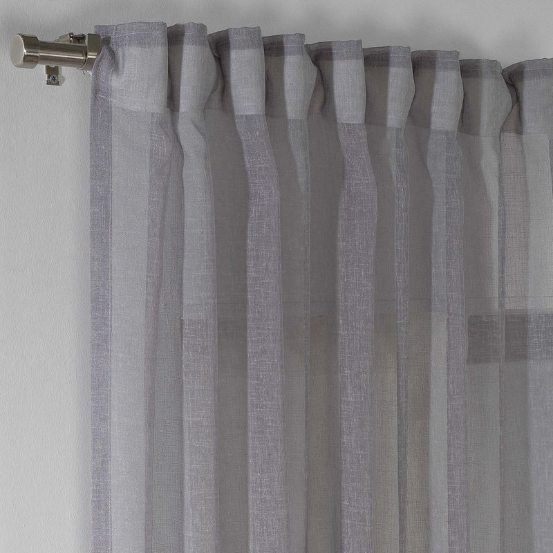 Extra Long & Extra Wide Faux Linen Sheer Curtain Panels, 280cm Width x 500cm Drop, Grey