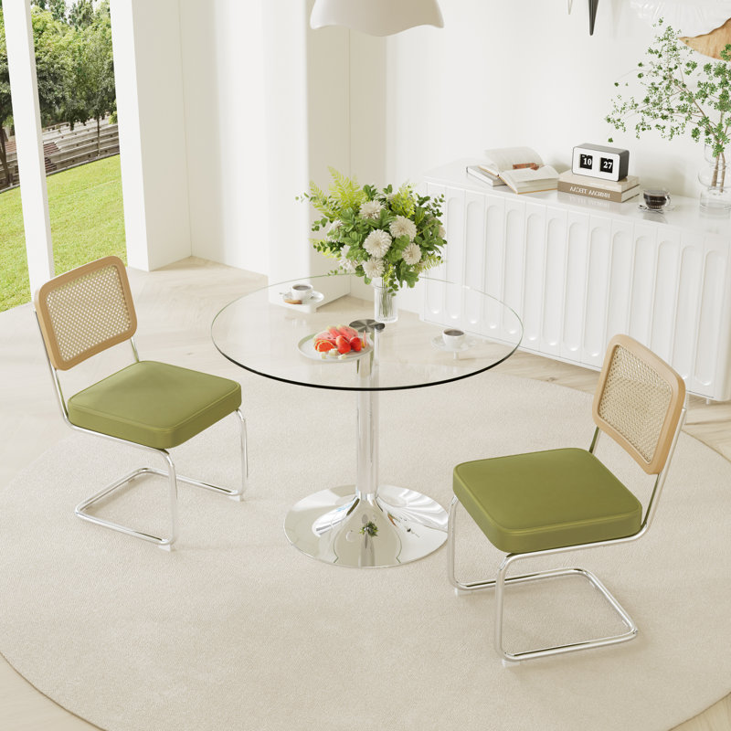 3-Piece Round Glass Dining Table Set