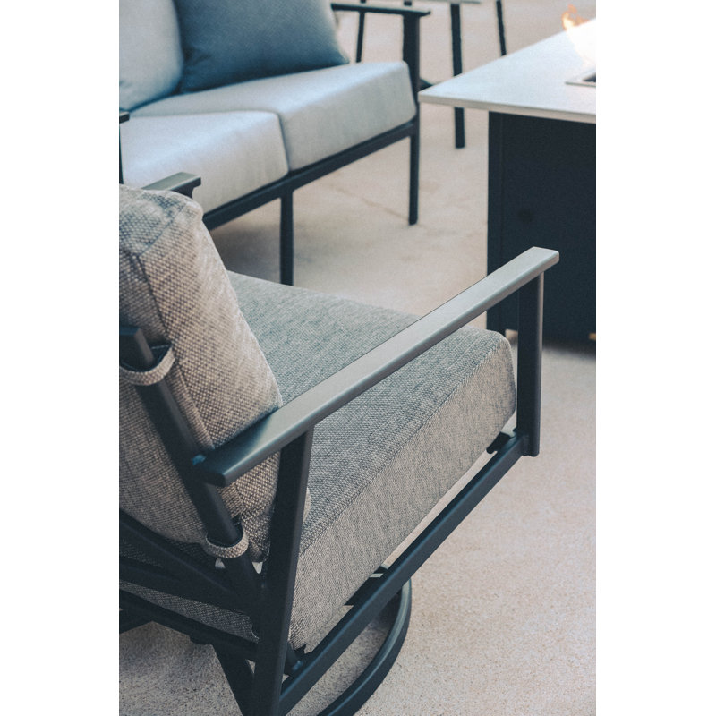 Marin Outdoor Rocker Chair, Graphite, Alcazar Redwood